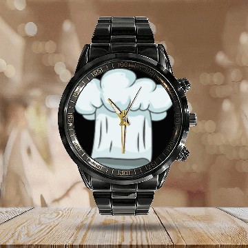 Discover Cooking Kitchen Chef Hat Calendar Steel Band Watch