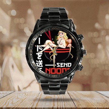 Discover Send Noods Waifu Material - Anime Otaku Gift Calendar Steel Band Watch