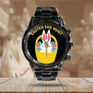 Discover Easter - Easter Bunny- Easter Eggs Calendar Steel Band Watch