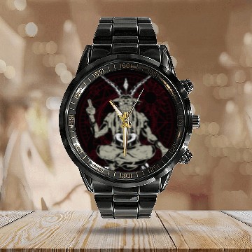 Discover Baphomet Pentagram Nu Goth Occult Witch Satanism Calendar Steel Band Watch