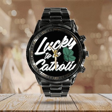 Discover Lucky To Be Catholic Jesus Christus Religion Gift Calendar Steel Band Watch