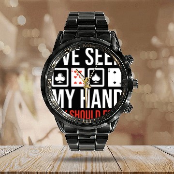 Discover Poker Texas Holdem Calendar Steel Band Watch