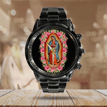 Discover Our Lady Virgen De Guadalupe Virgin Mary Calendar Steel Band Watch