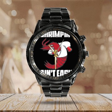 Discover Shrimpin' Ain't Easy Shrimp Jiu Jitsu Fighter Calendar Steel Band Watch