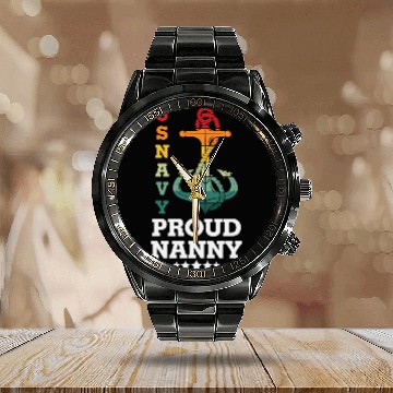 Discover Proud Son of a us navy Veteran Calendar Steel Band Watch