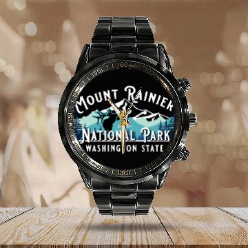 Discover Vintage Mount Rainier National Park Washington Sou Calendar Steel Band Watch