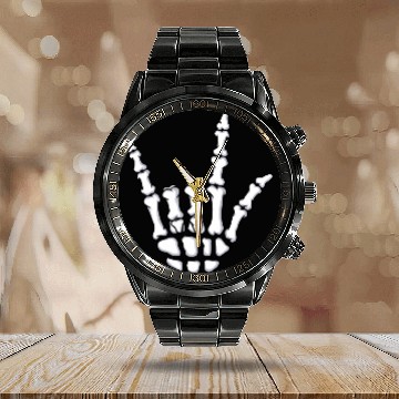 Discover I Love You Sign Language Gift Skeleton Hand Hallow Calendar Steel Band Watch