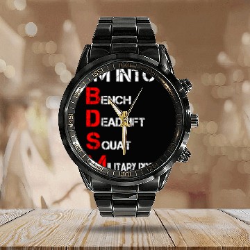 Discover I'm Into BDSM Bench Squat Deadlift Military Press Calendar Steel Band Watch