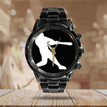 Discover Baseball Sport Bat Calendar Steel Band Watch