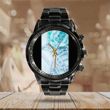 Discover Pretty Pearls with Blue Peony Calendar Steel Band Watch