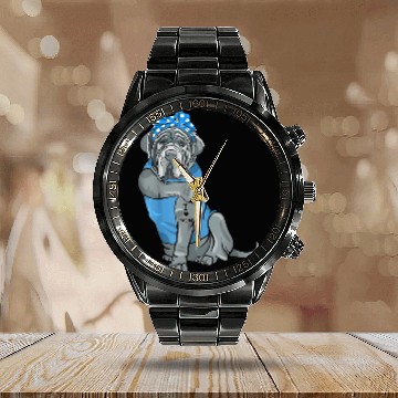Discover Neapolitan Mastiff Dog Tattoo I Love Mom Calendar Steel Band Watch