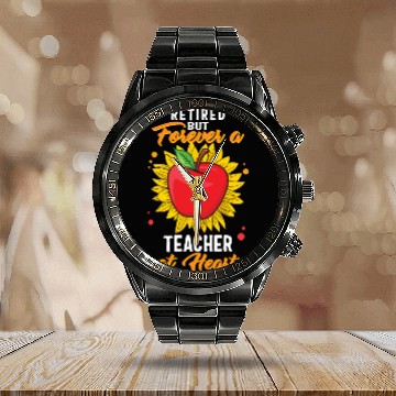 Discover Retired Teacher Calendar Steel Band Watch, Retired But Forever A