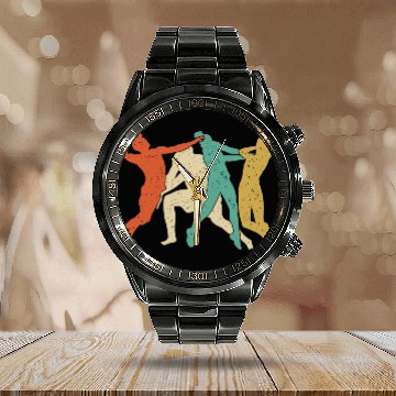 Discover Retro Volleyball Old School Vintage Sports Indoor Calendar Steel Band Watch
