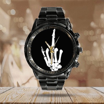 Discover Skeleton middle finger Calendar Steel Band Watch