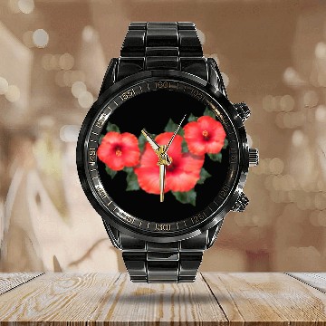 Discover Hibiscus Calendar Steel Band Watch