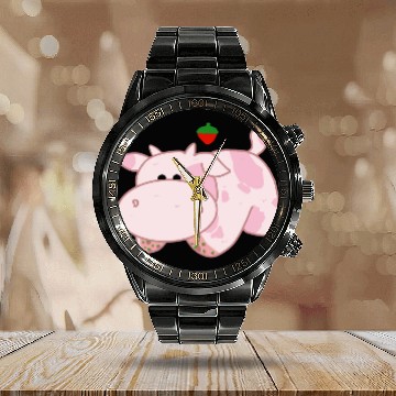 Discover Strawberry Cow birthday chirstmas present trend Calendar Steel Band Watch