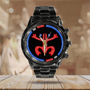 Discover Puerto Rico Coqui Frog Taino Boricua Tech Style Calendar Steel Band Watch