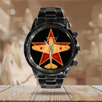 Discover CCCP Soviet Union Air Force World War II Calendar Steel Band Watch