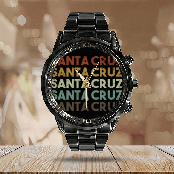 Discover Retro Santa Cruz California Calendar Steel Band Watch
