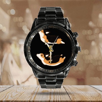 Discover Womens Inhale Exhale Yoga Tri Color Corgi Calendar Steel Band Watch