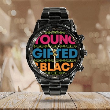 Discover Young Gifted Black African American Black Power Calendar Steel Band Watch
