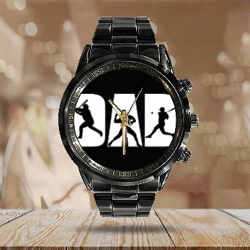 Discover Baseball Dad and Son Matching Calendar Steel Band Watch