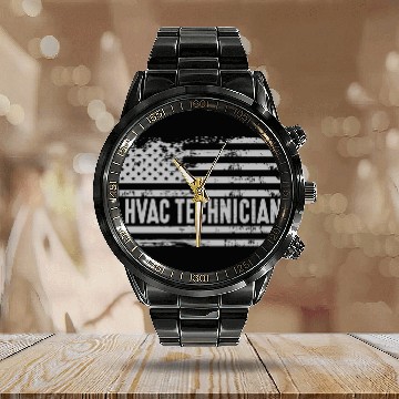 Discover American Hvac Technician United States Flag birthd Calendar Steel Band Watch