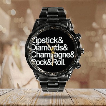 Discover Lipstick Diamonds Champagne Rock And Roll Funny bi Calendar Steel Band Watch