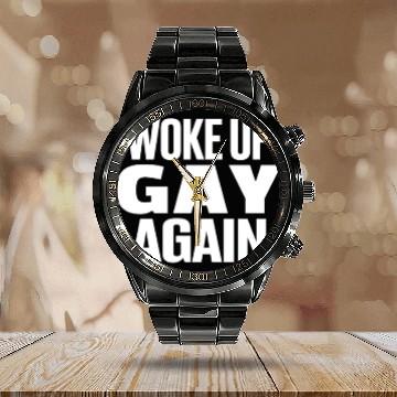 Discover Gay Couple Homosexual LGBTQ Queer Pride Calendar Steel Band Watch