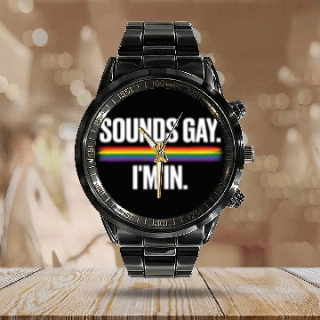 Discover Gay Couple Homosexual LGBTQ Queer Pride Calendar Steel Band Watch