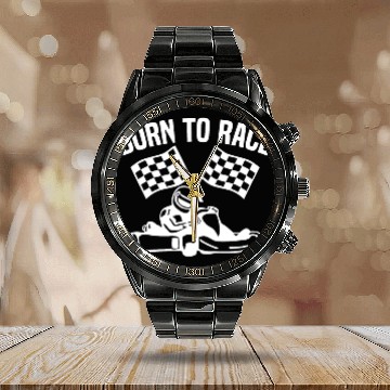 Discover Born to race karting kart car racing Calendar Steel Band Watch