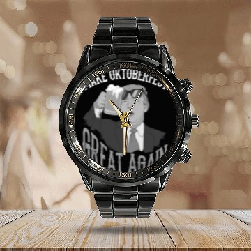 Discover Cute President Make Oktoberfest Great Again Trump Calendar Steel Band Watch