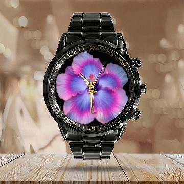 Discover hibiscus flower Calendar Steel Band Watch