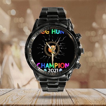 Discover Egg Hunt Champion Funny Dad Easter Announcement Calendar Steel Band Watch