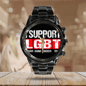 Discover I Support LGBT Liquor Guns Beer Tits T Calendar Steel Band Watch
