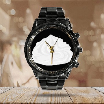 Discover snow-white delicious whipped cream for garnish Calendar Steel Band Watch