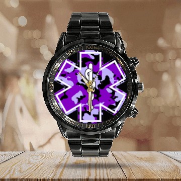 Discover Camouflage Emt Ems Purple Camo Emt Gift Calendar Steel Band Watch