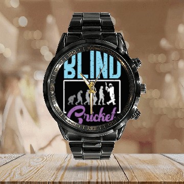 Discover Blind Cricket Player Sports Team Sport Calendar Steel Band Watch