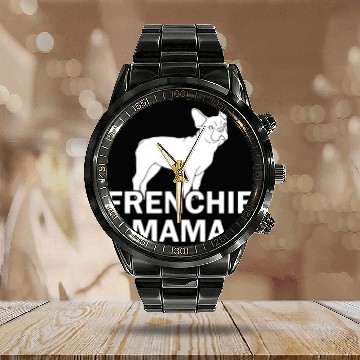 Discover French Bulldog Frenchie Mama Dog Calendar Steel Band Watch