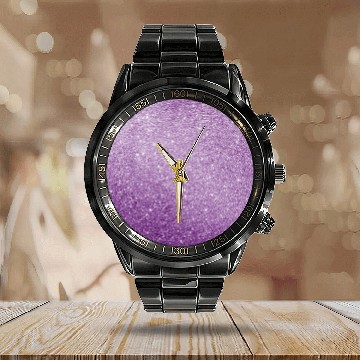 Discover Lilac Glitter Pattern Calendar Steel Band Watch
