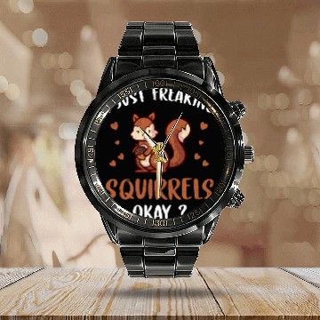 Discover Squirrel Calendar Steel Band Watch Chipmunk Croissant Nut