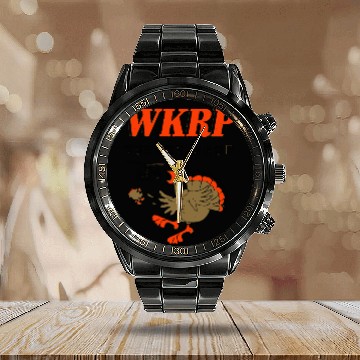 Discover First Annual WKRP Turkey Drop Calendar Steel Band Watch