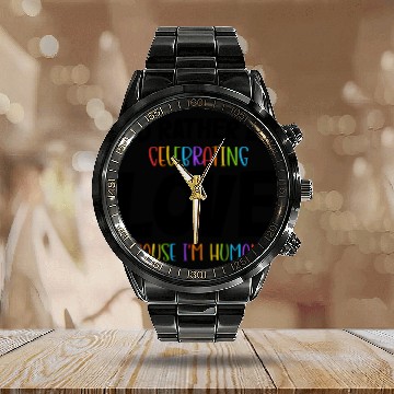Discover LGBT Pride equality no human is illegal Calendar Steel Band Watch