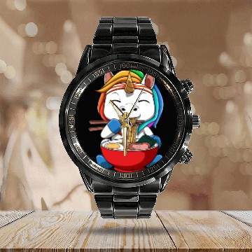Discover Anime Ramen Unicorn Noodle Soup Calendar Steel Band Watch