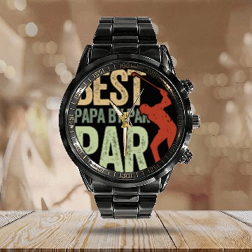 Discover Best Papa By Par Father's Day Papa Dad Golf Lover Calendar Steel Band Watch
