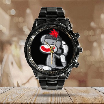 Discover Sock Monkey in Mermaid Pose Funny Yoga Asana Gift Calendar Steel Band Watch