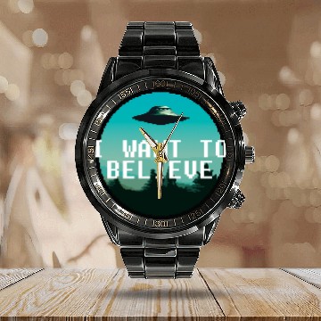Discover I want to believe / X-Files poster. Pixelart Calendar Steel Band Watch