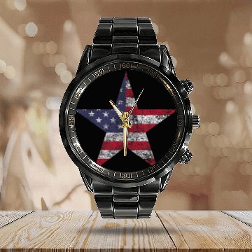 Discover AMERICAN STAR US USA FLAG STARS AND STRIPES Calendar Steel Band Watch