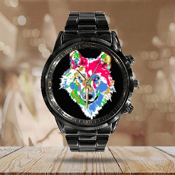 Discover Winter Wonderland Wild Wolf Calendar Steel Band Watch