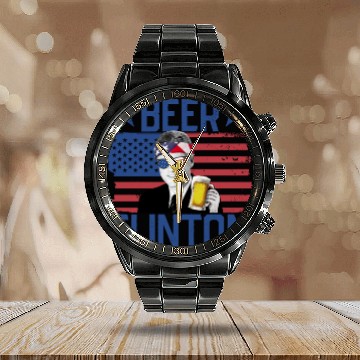 Discover Beer Clinton 4th Of July Drinking Bill Clinton Calendar Steel Band Watch